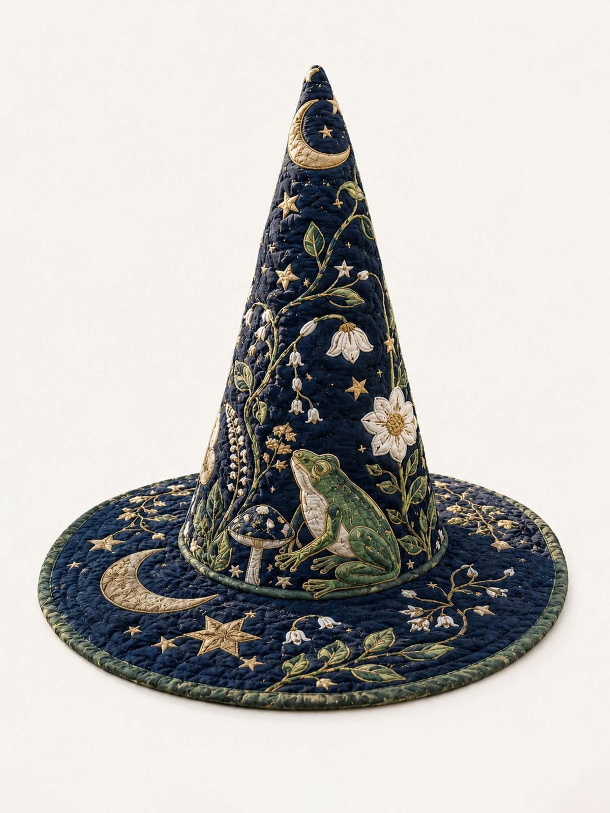 H.PAI Enchanted Moon Garden Handcrafted Quilted Witch Hat