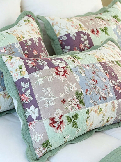 Sage Floral Patchwork Quilted 3-Piece Bedding Set