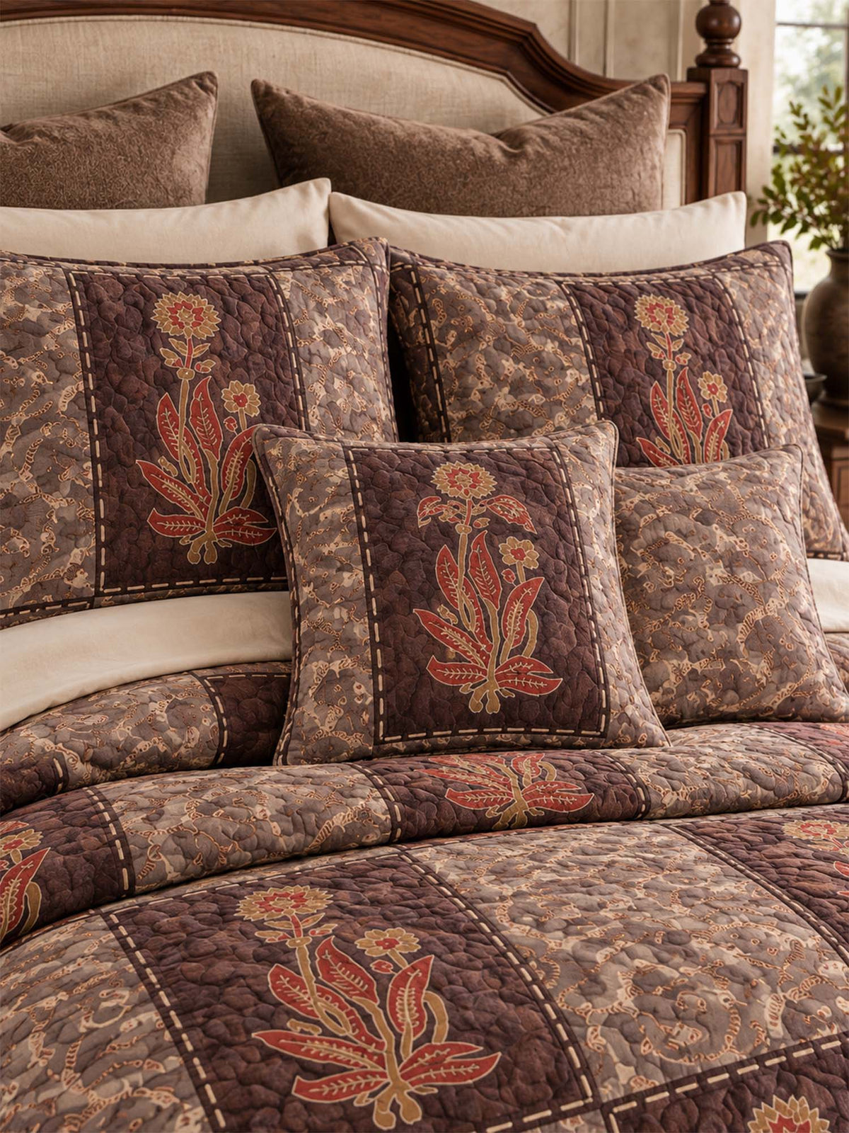 Vintage Folk Floral Paisley Quilted 3-Piece Bedding Set