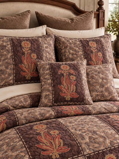 Vintage Folk Floral Paisley Quilted 3-Piece Bedding Set
