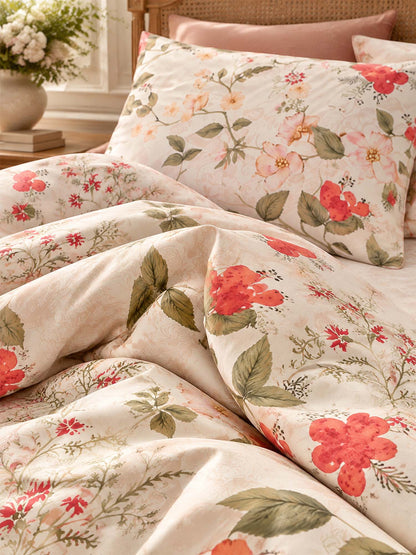 Vintage Floral Botanical Leaves 100% Cotton 3-Piece Duvet Cover Bedding Set
