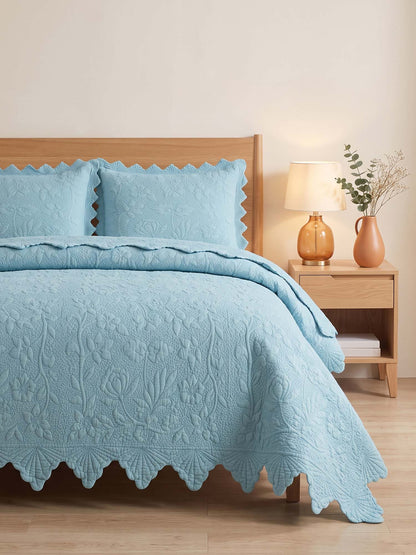 Serene Blossom 100% Cotton Floral Quilted Bedding Set