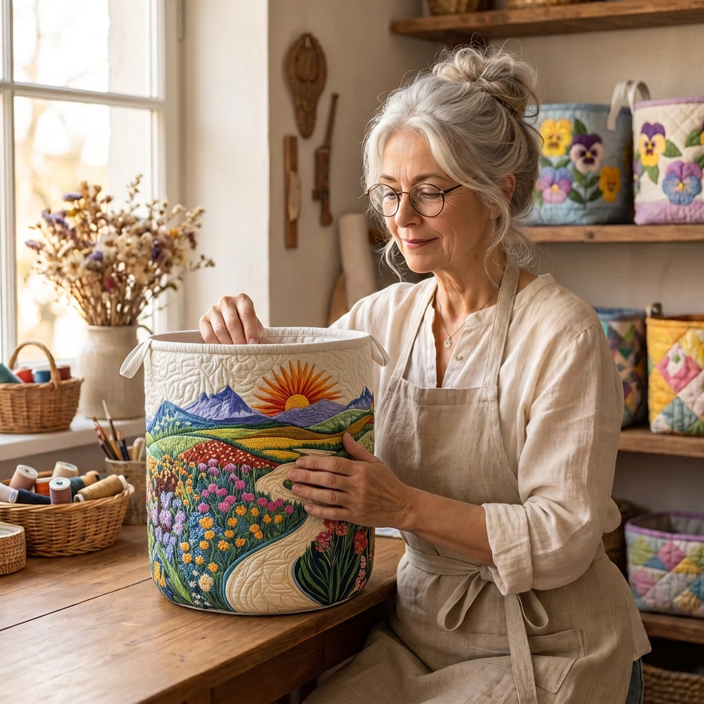 Gewatteerde wasmand Gouden horizon