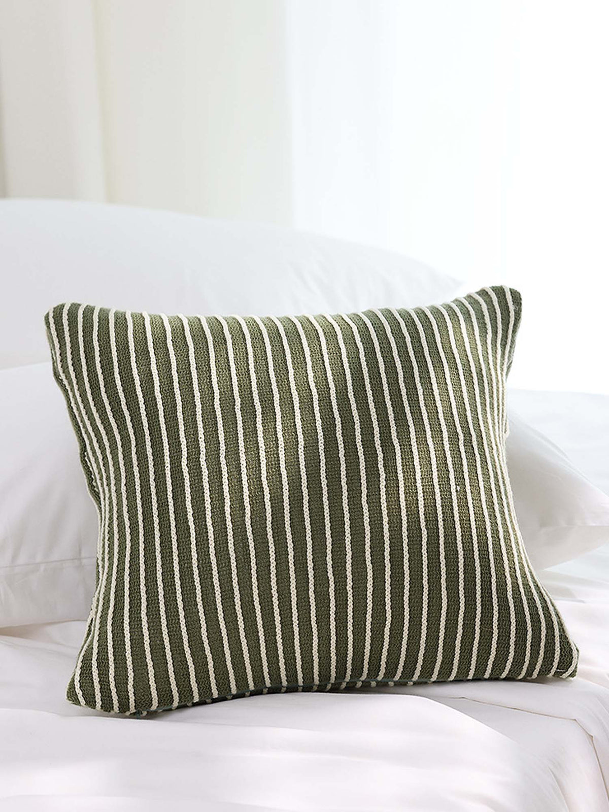 Classic Stripe Knitted Throw Blanket & Pillow Cover Set