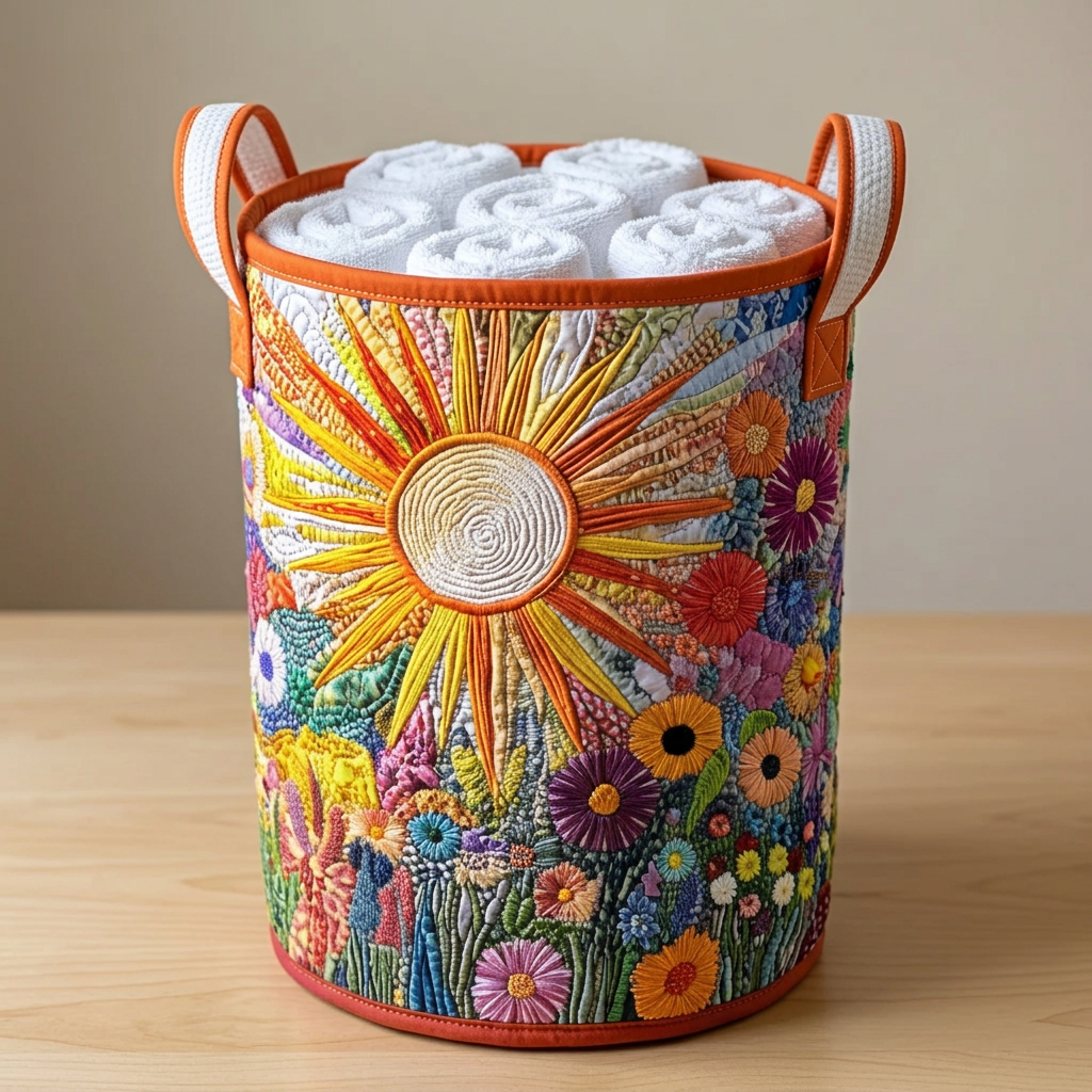 Gewatteerde wasmand Bloeiende zonnebloemen