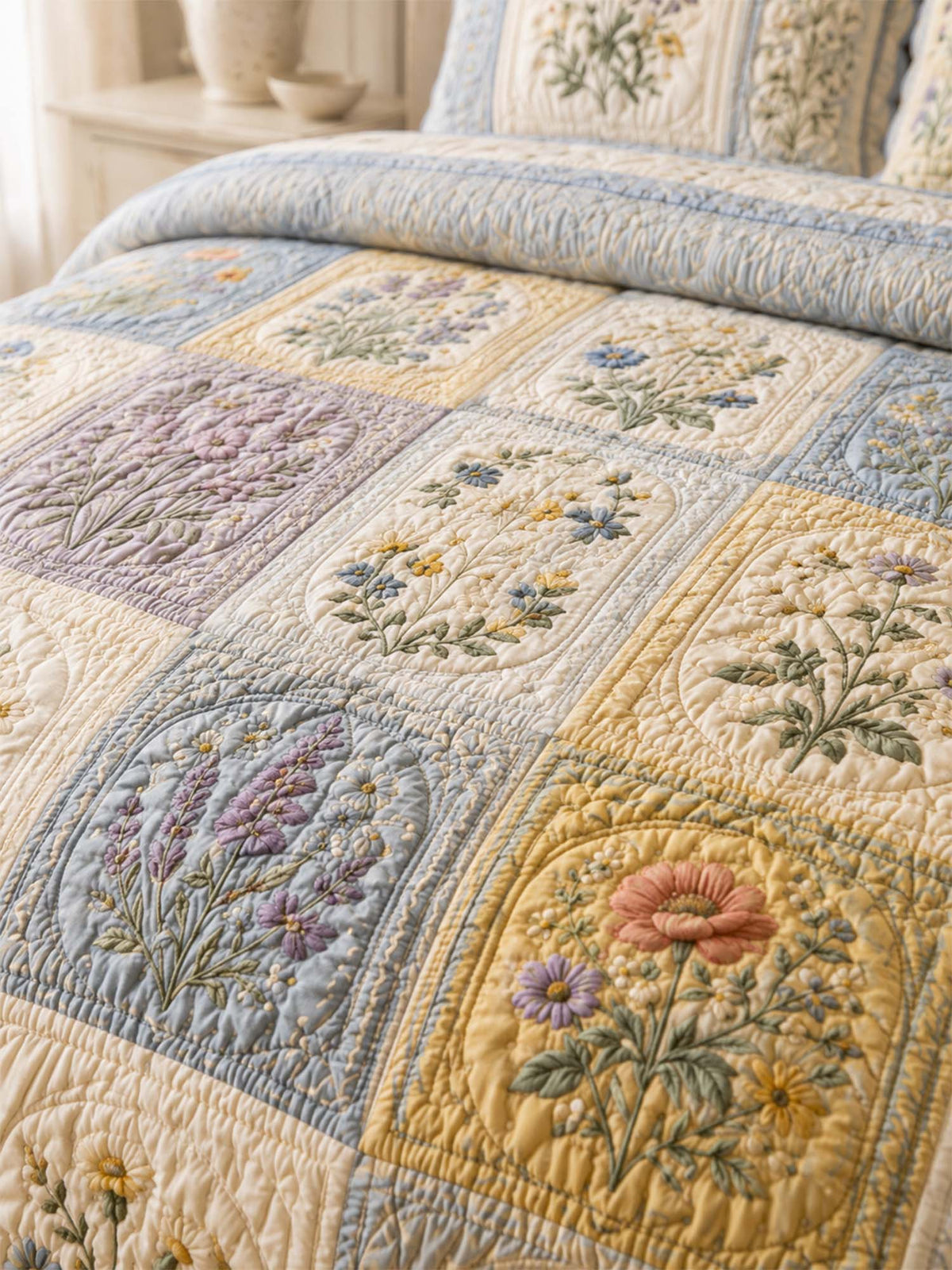 Wildflower Quilted 3-Piece Bedding Set