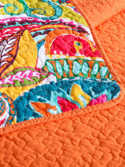Vibrant Paisley Garden Quilted 3-Piece Bedding Set