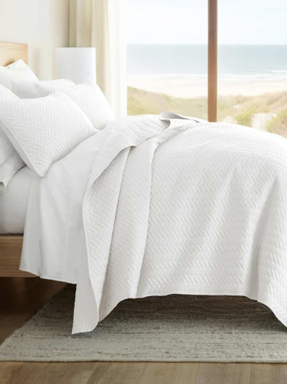 3-Piece Herringbone Quilted Coverlet Set