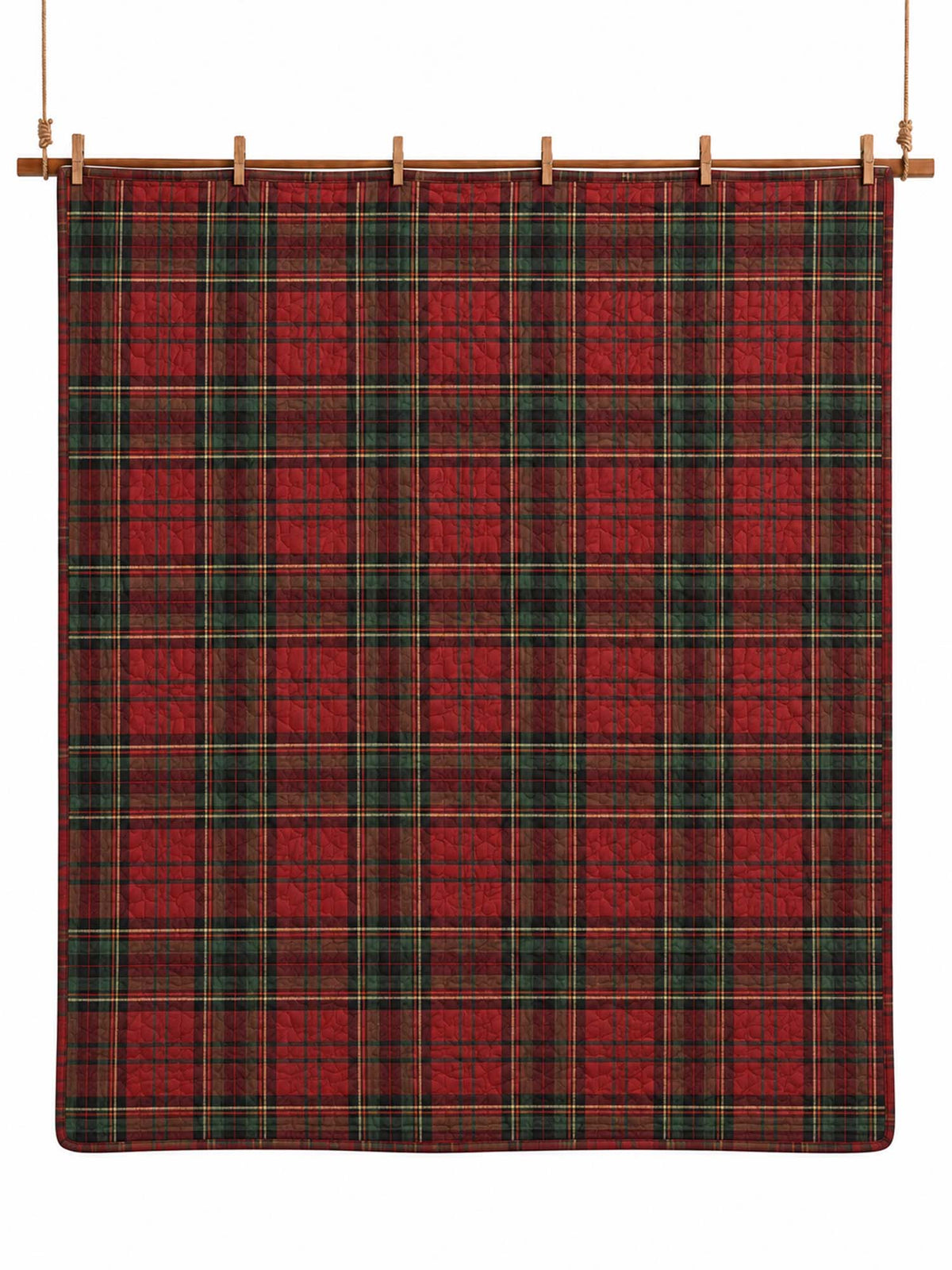 Christmas Tartan Plaid Quilted 3-Piece Bedding Set