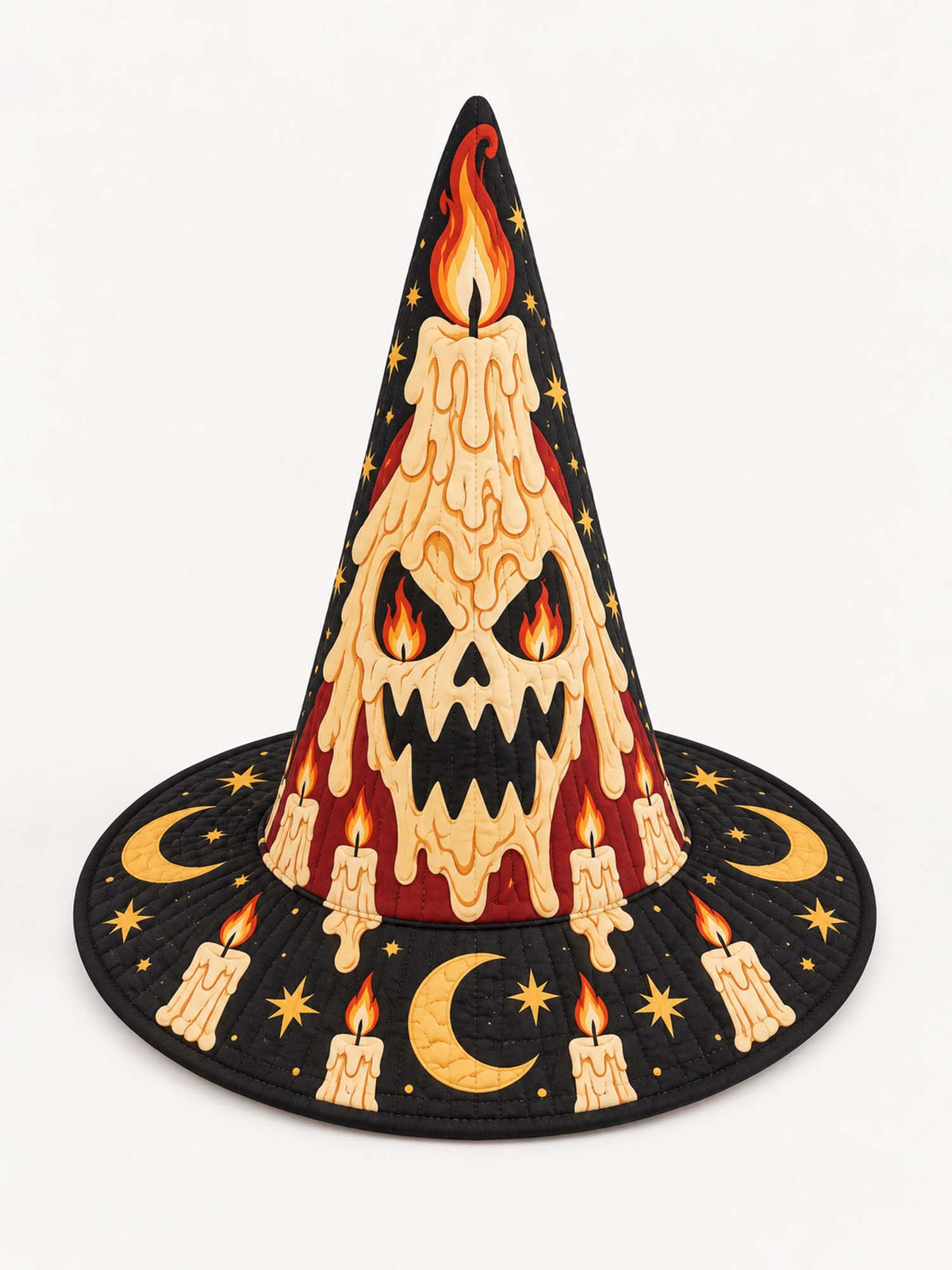 Melting Candle Skull Gothic Handcrafted Quilted Witch Hat