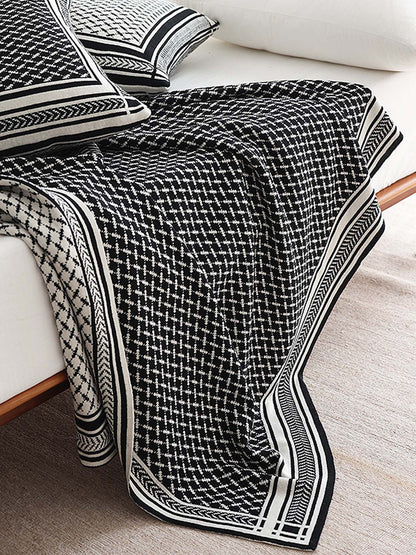 Geometric Knit Throw Blanket & Pillow Cover Set