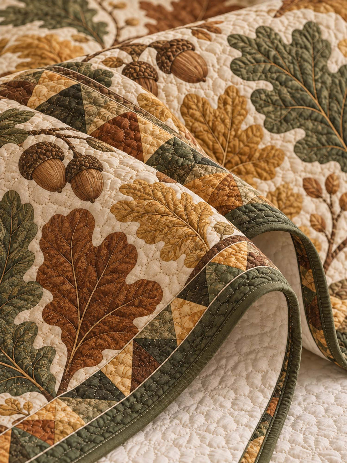Autumn Oak & Acorn Harvest Quilted 3-Piece Bedding Set