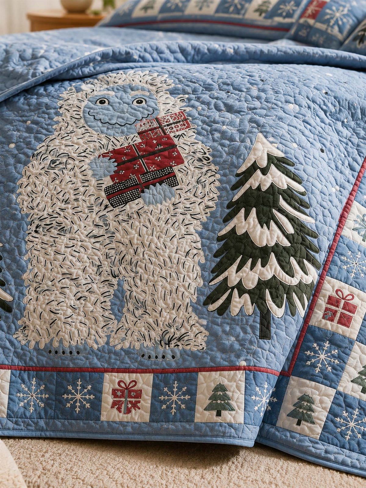 Snowy Yeti Winter Wonderland Quilted 3-Piece Bedding Set