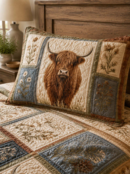 Highland Cow Quilted 3-Piece Bedding Set