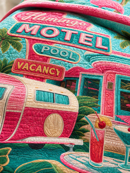 H.PAI Flamingo Motel Tropical Paradise Quilted 3-Piece Bedding Set