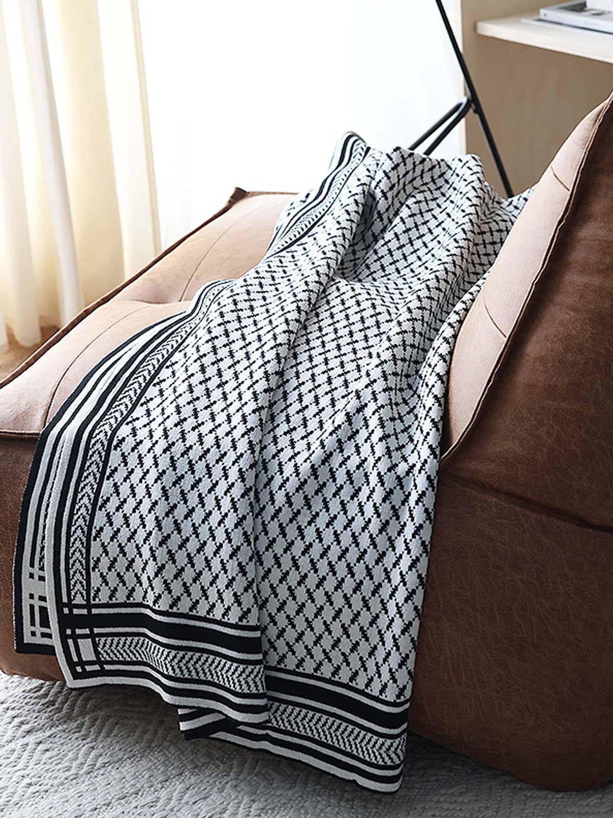 Geometric Knit Throw Blanket & Pillow Cover Set