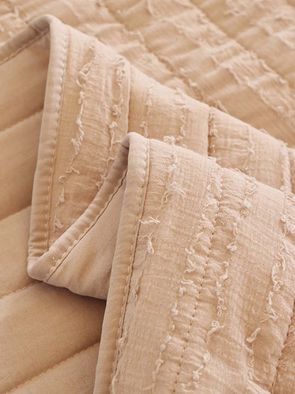 Solid 100% Cotton Bed Cover 3‑Piece Set Quilted