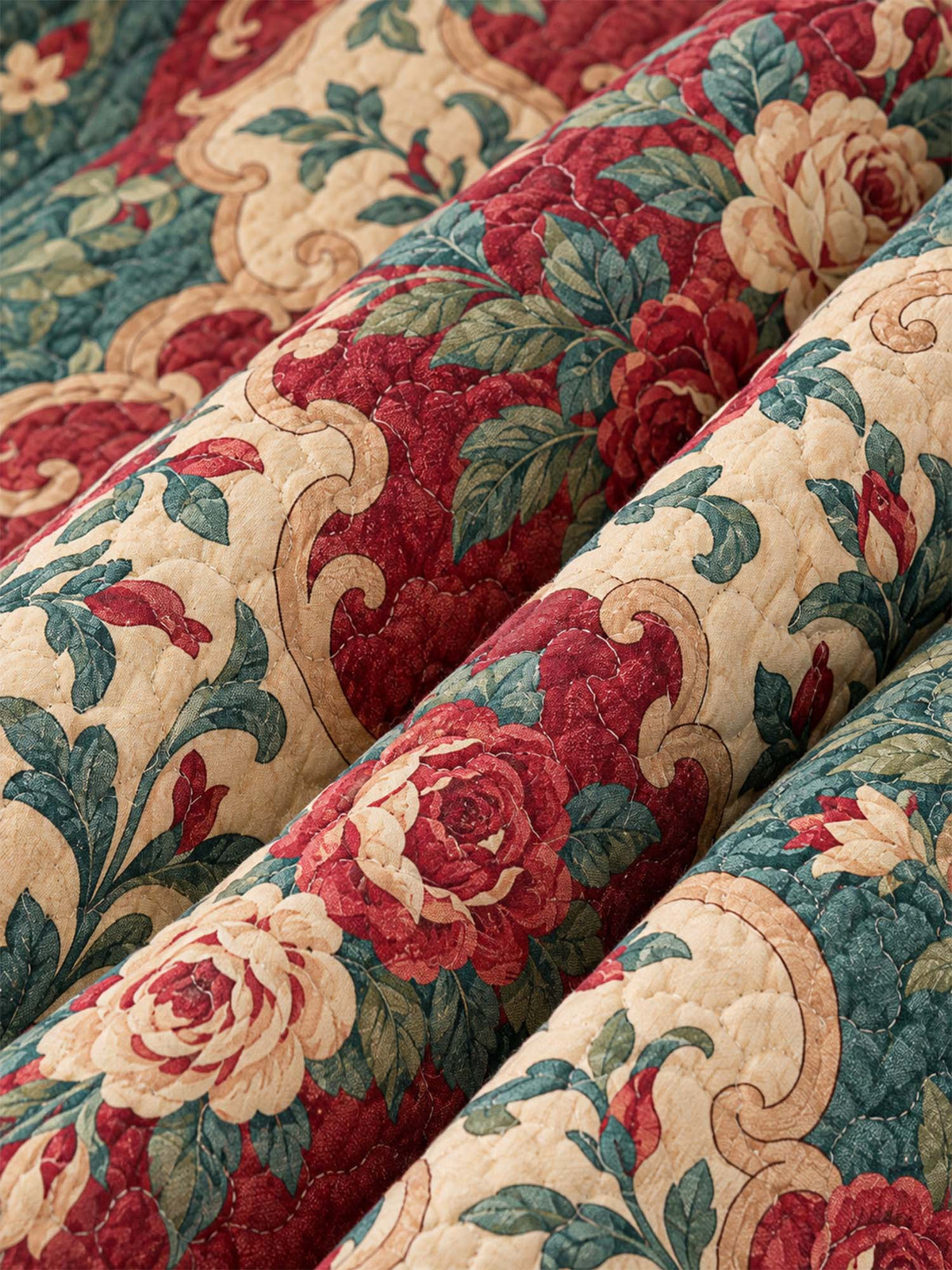 Vintage Rose Garden Quilted 3-Piece Bedding Set