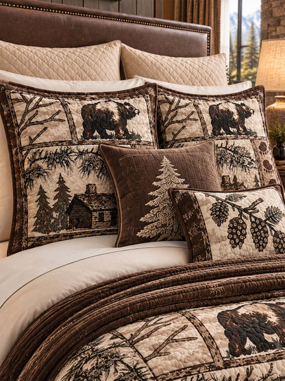 Rustic Bear & Moose Cabin Quilted 3-Piece Bedding Set