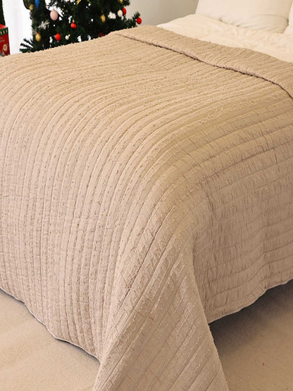 Solid 100% Cotton Bed Cover 3‑Piece Set Quilted