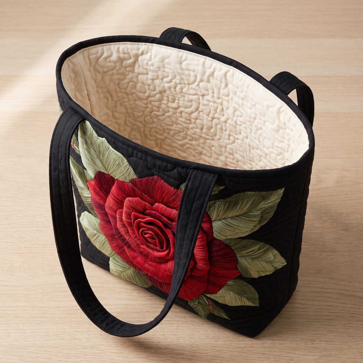 Elegant Rose Quilted Tote Bag