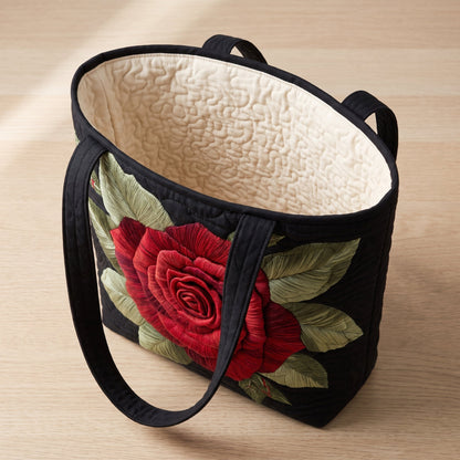 Elegant Rose Quilted Tote Bag