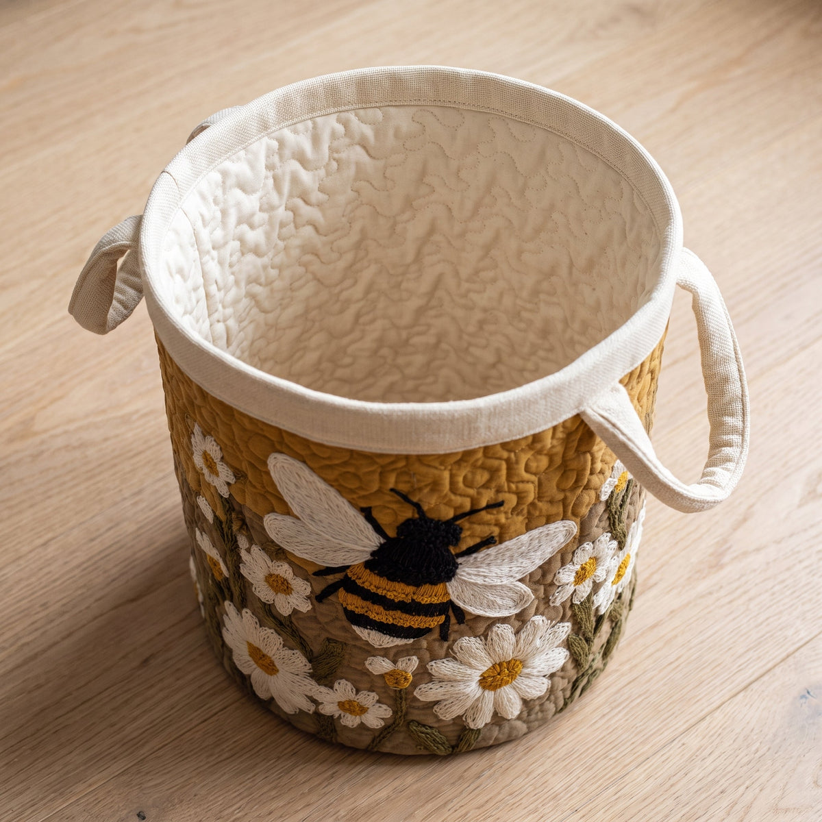 Daisy & Bee Quilted Laundry Basket