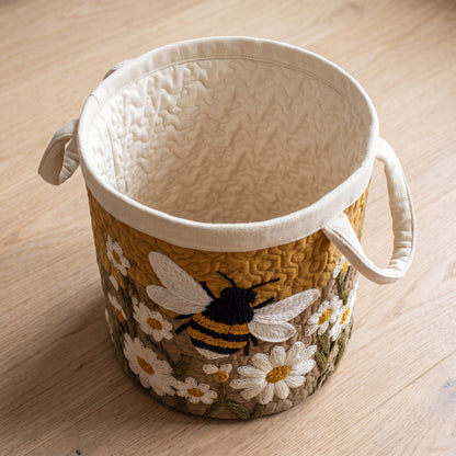 Daisy & Bee Quilted Laundry Basket