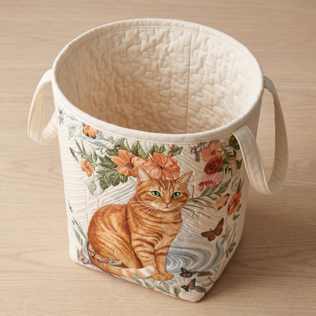 Warm Yellow Quilted Laundry Basket