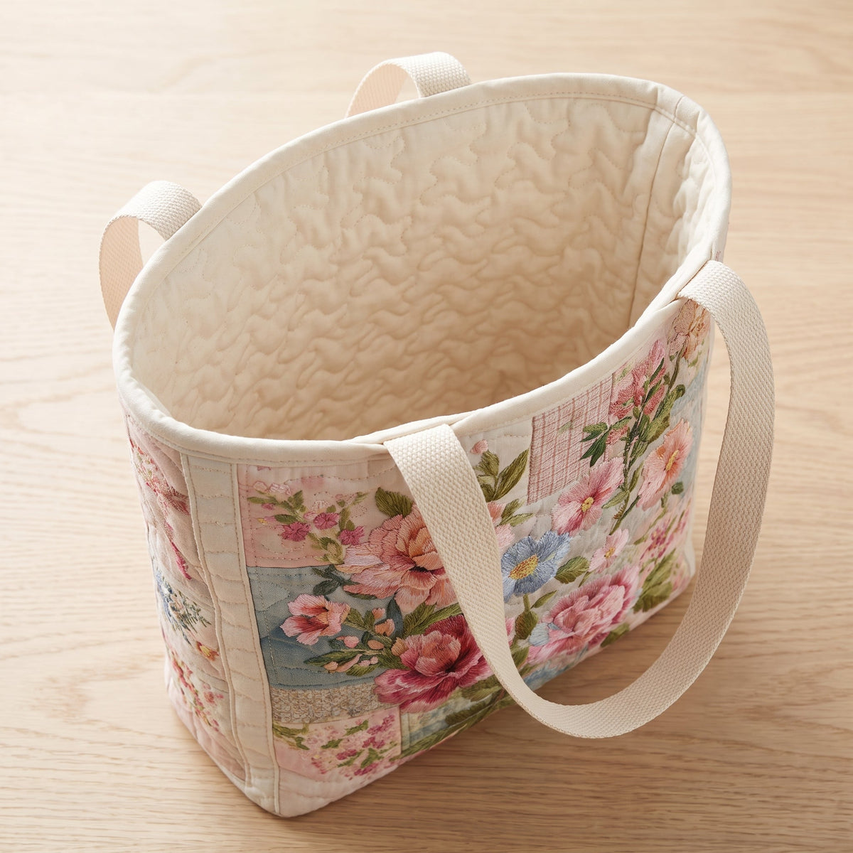 Blooming Flower Quilted Tote Bag