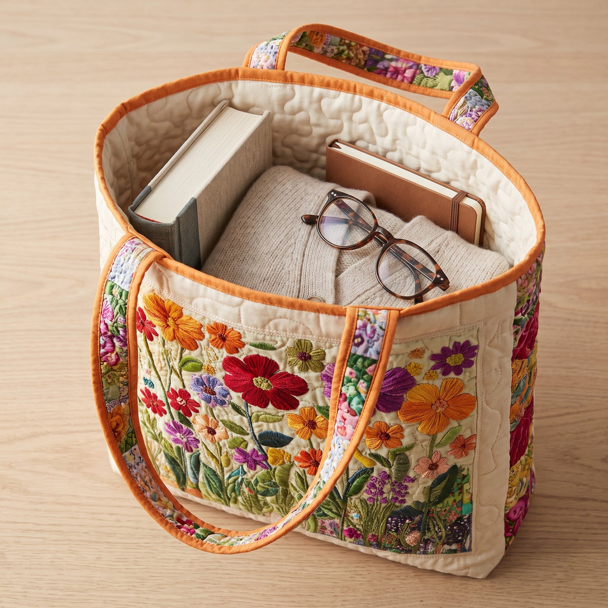 Blooming Garden Quilted Tote Bag