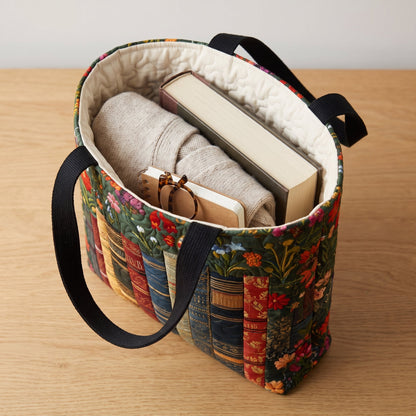 Love Books Quilted Tote Bag