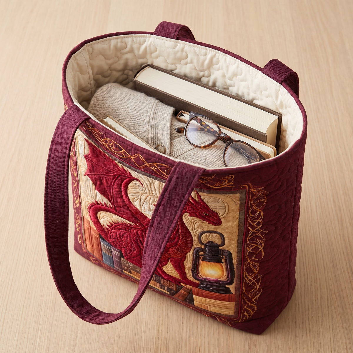 Book Guardian Quilted Tote Bag