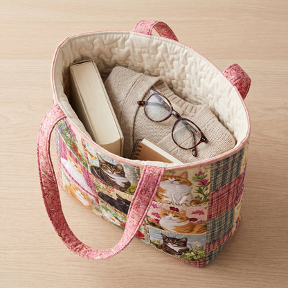 Sunflower Cat Quilted Tote Bag
