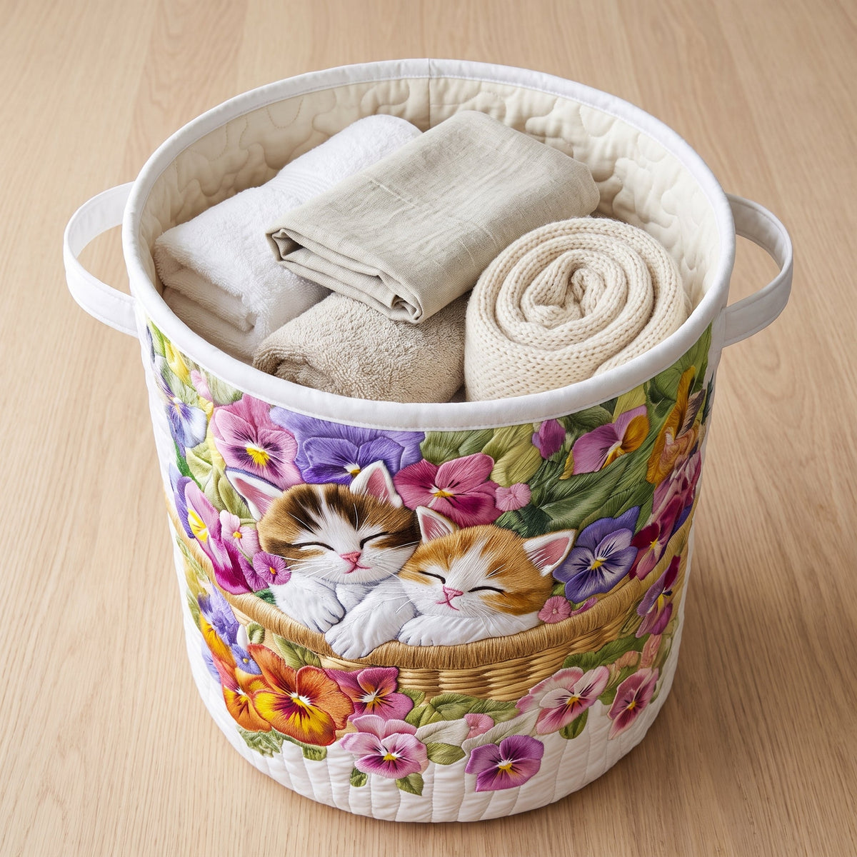 Feline Chaos Quilted Laundry Basket