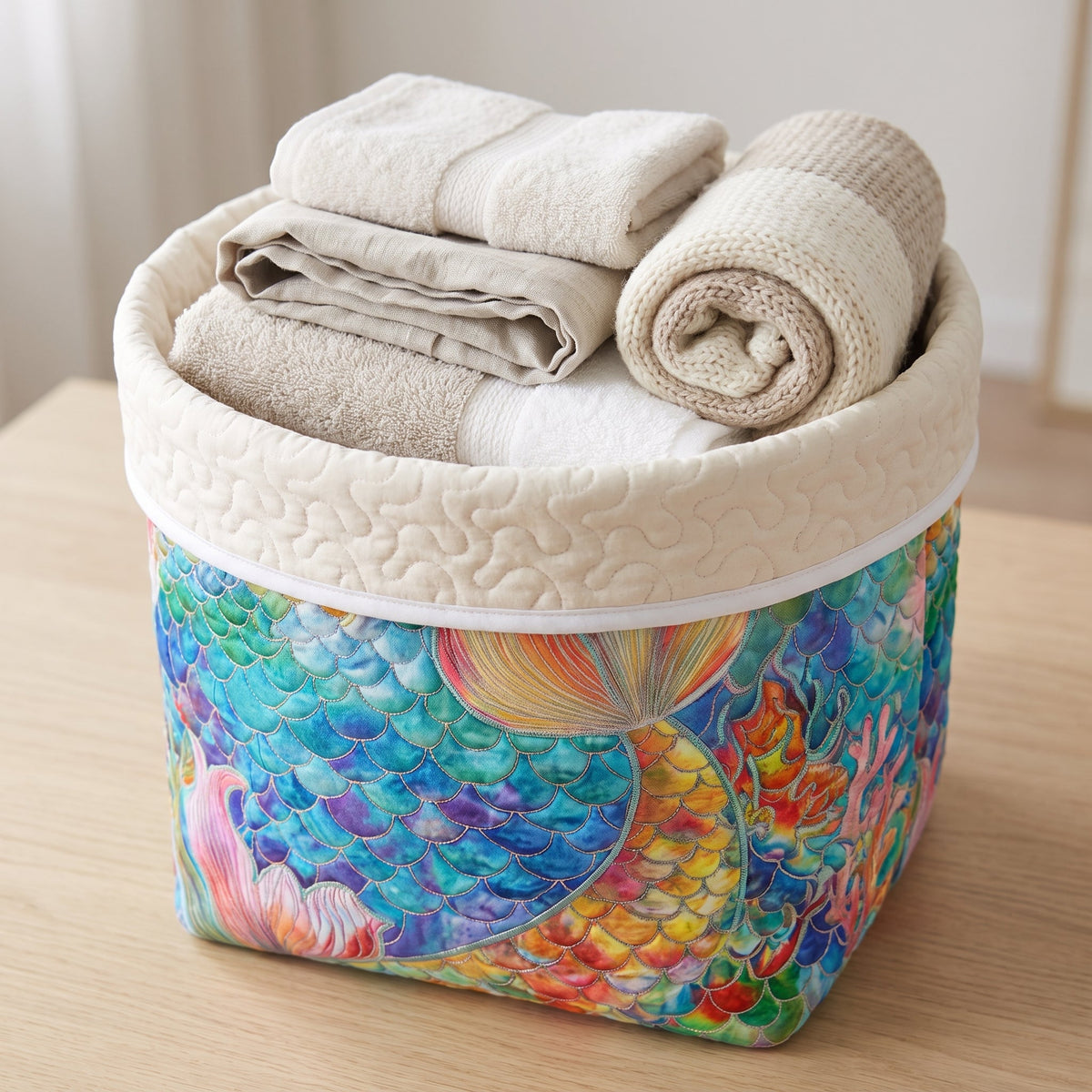 Marine Sparkle Quilted Laundry Basket