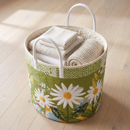 Sunny Stems Quilted Laundry Basket