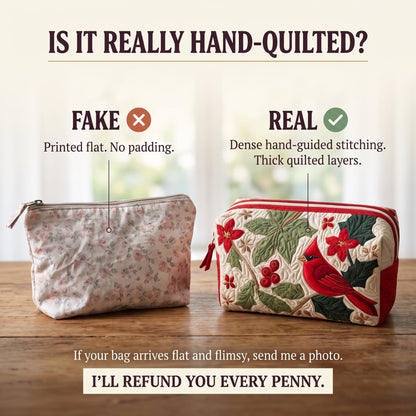Holly Cardinal Quilted Makeup Bag
