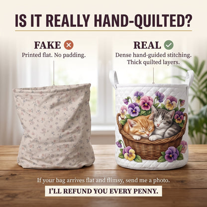 Feline Chaos Quilted Laundry Basket