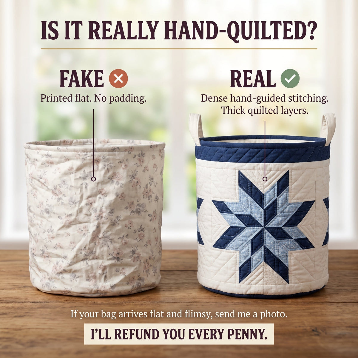 Snowflake Quilted Laundry Basket