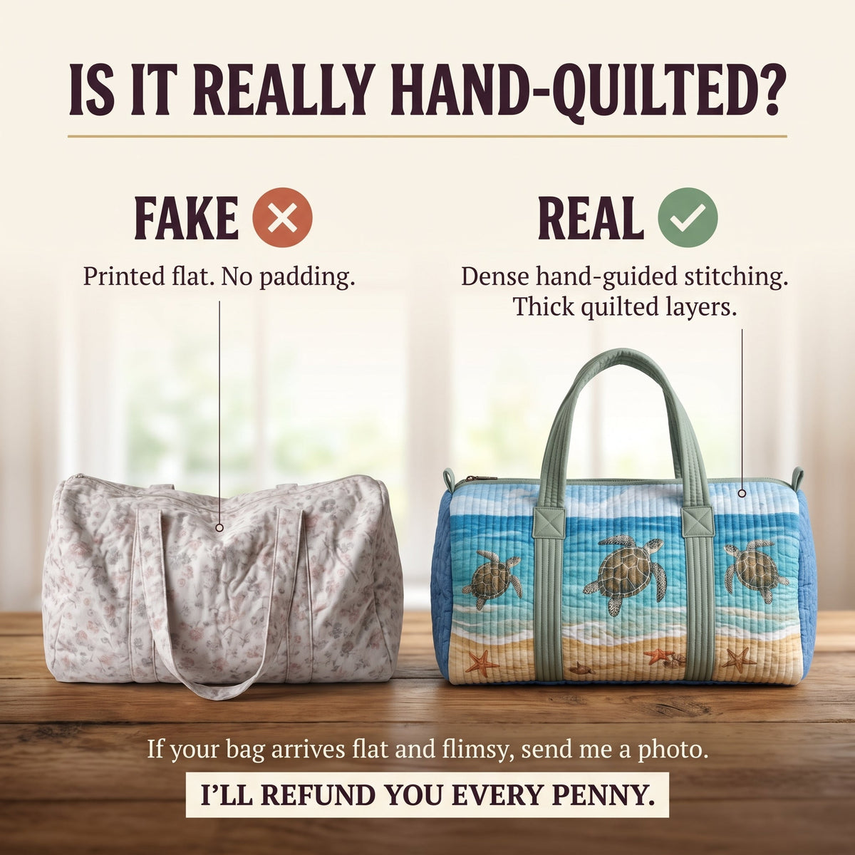 Turtly Cute Quilted Duffle Bag
