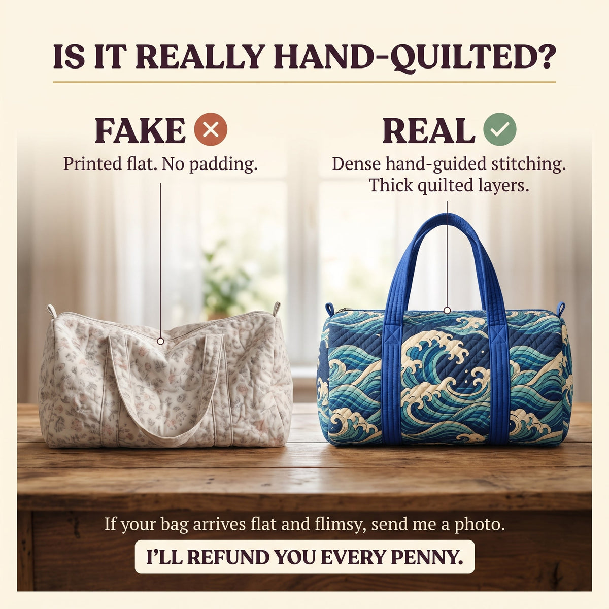 Rising Wave Quilted Duffle Bag
