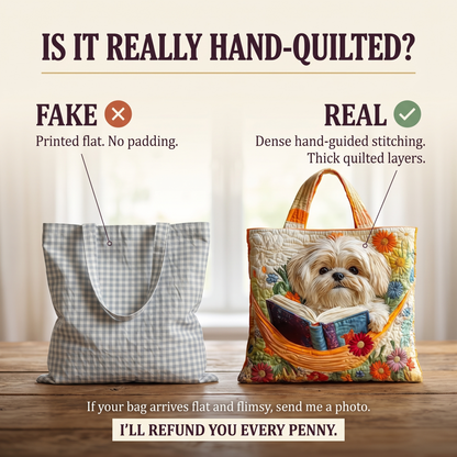 Artisanal Bag - Shih Tzu with Books and Flowers
