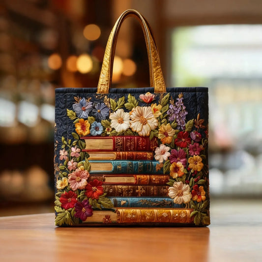 Bloemenprint & Boeken Handgemaakte Tas