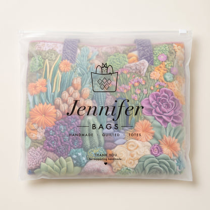 Artisanal Tote Bag - Succulent Garden