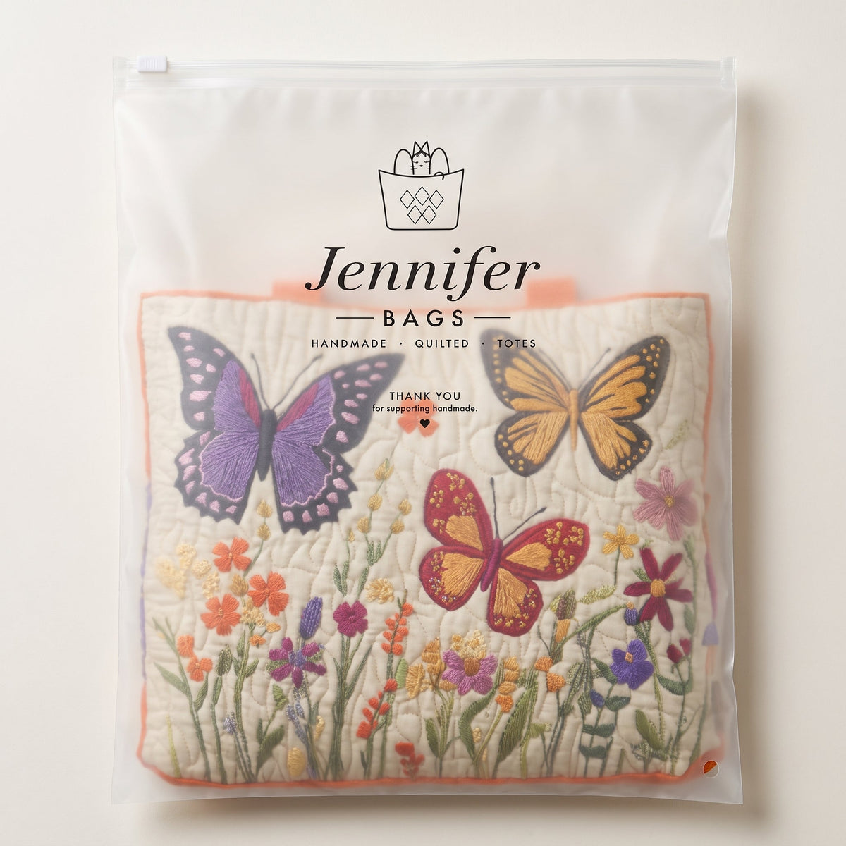 Butterfly Flower Garden Quilted Tote Bag