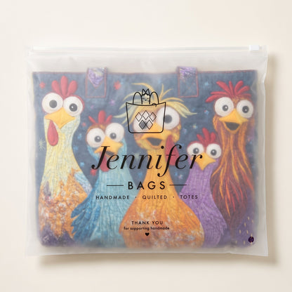 Artisan Bag - Five Colorful Chickens