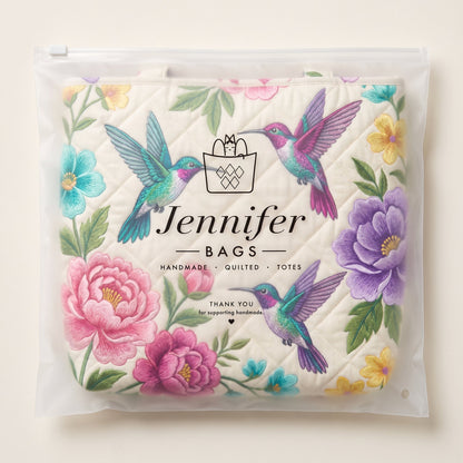 Hummingbird Flower Garden Quilted Tote Bag