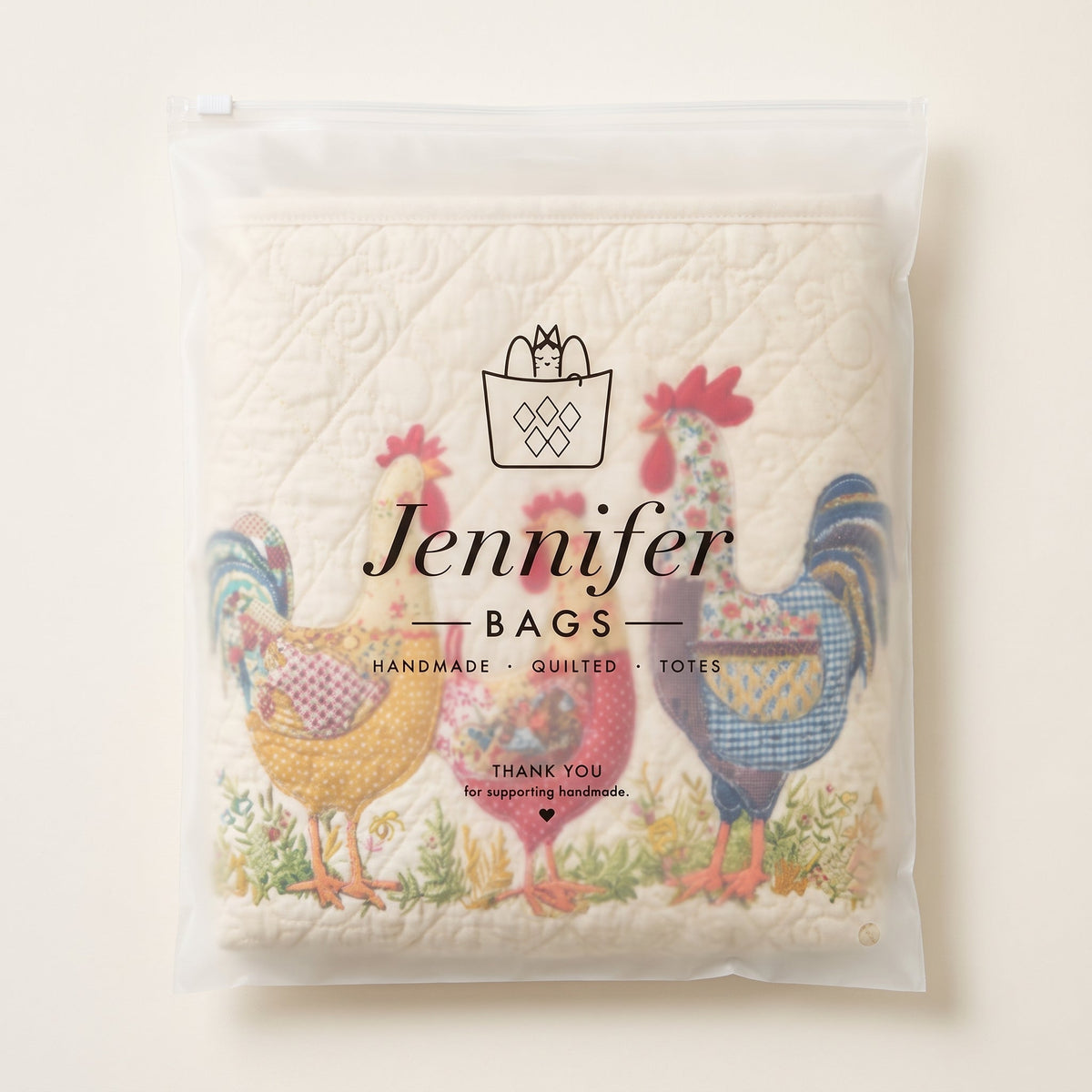 Cheerful Chicken Coop Quilted Laundry Basket