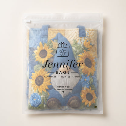 Sunflower Gnome Quilted Tote Bag